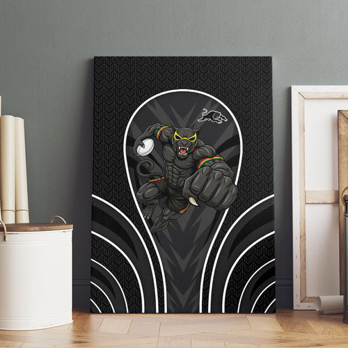 Penrith Panthers Rugby Mascot Canvas Wall Art Australian Rugby Culture - Tribal Inspired Black Panther