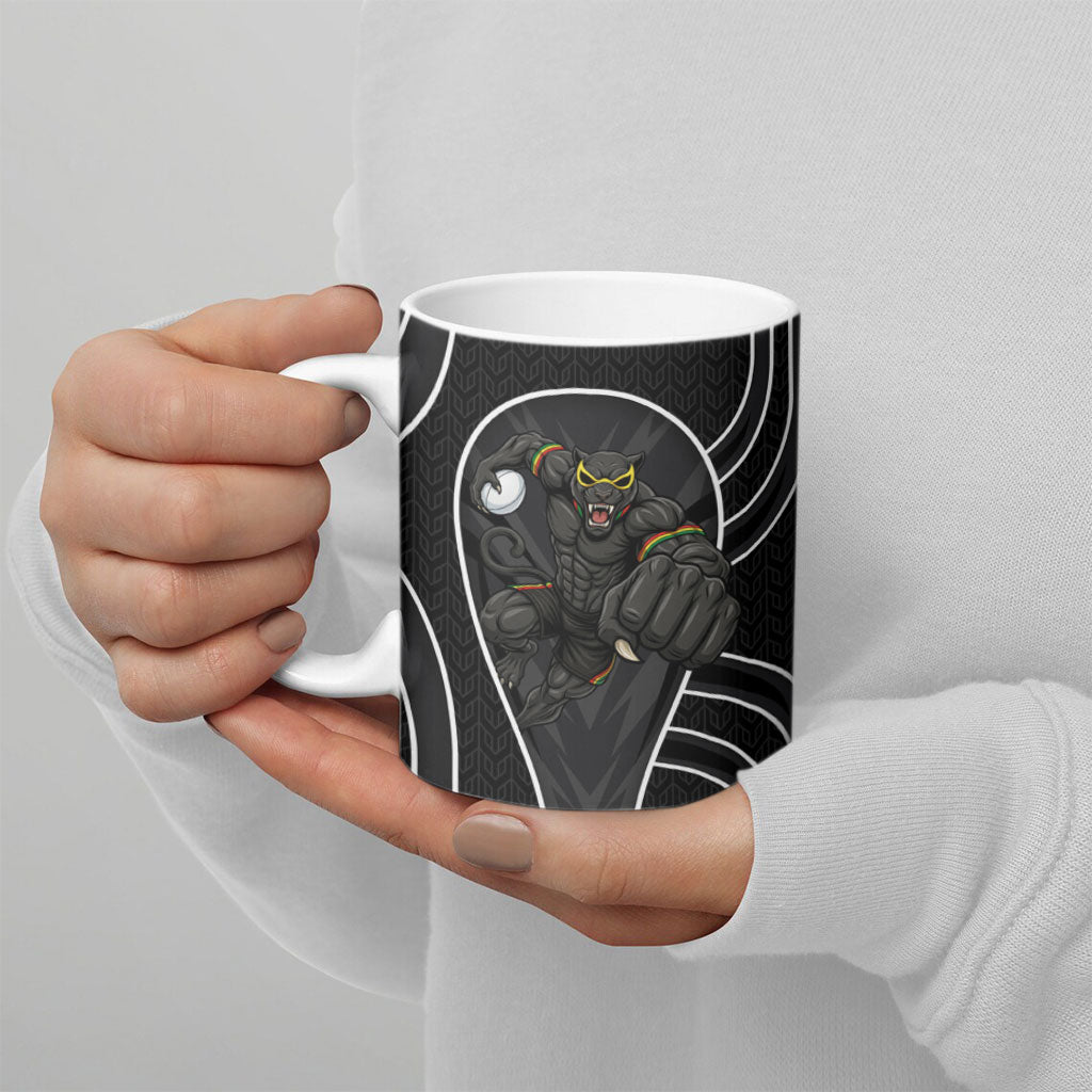 Penrith Panthers Rugby Mascot Ceramic Mug Australian Rugby Culture - Tribal Inspired Black Panther