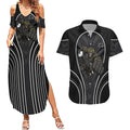 Penrith Panthers Rugby Mascot Couples Matching Summer Maxi Dress and Hawaiian Shirt Australian Rugby Culture - Tribal Inspired Black Panther