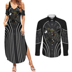 Penrith Panthers Rugby Mascot Couples Matching Summer Maxi Dress and Long Sleeve Button Shirt Australian Rugby Culture - Tribal Inspired Black Panther