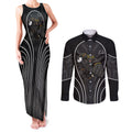 Penrith Panthers Rugby Mascot Couples Matching Tank Maxi Dress and Long Sleeve Button Shirt Australian Rugby Culture - Tribal Inspired Black Panther