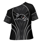 Penrith Panthers Rugby Mascot Cross Shoulder Shirt Australian Rugby Culture - Tribal Inspired Black Panther