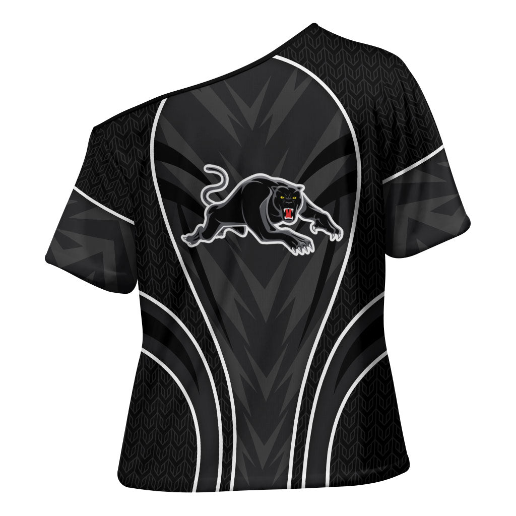 Penrith Panthers Rugby Mascot Cross Shoulder Shirt Australian Rugby Culture - Tribal Inspired Black Panther
