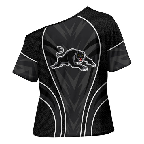 Penrith Panthers Rugby Mascot Cross Shoulder Shirt Australian Rugby Culture - Tribal Inspired Black Panther