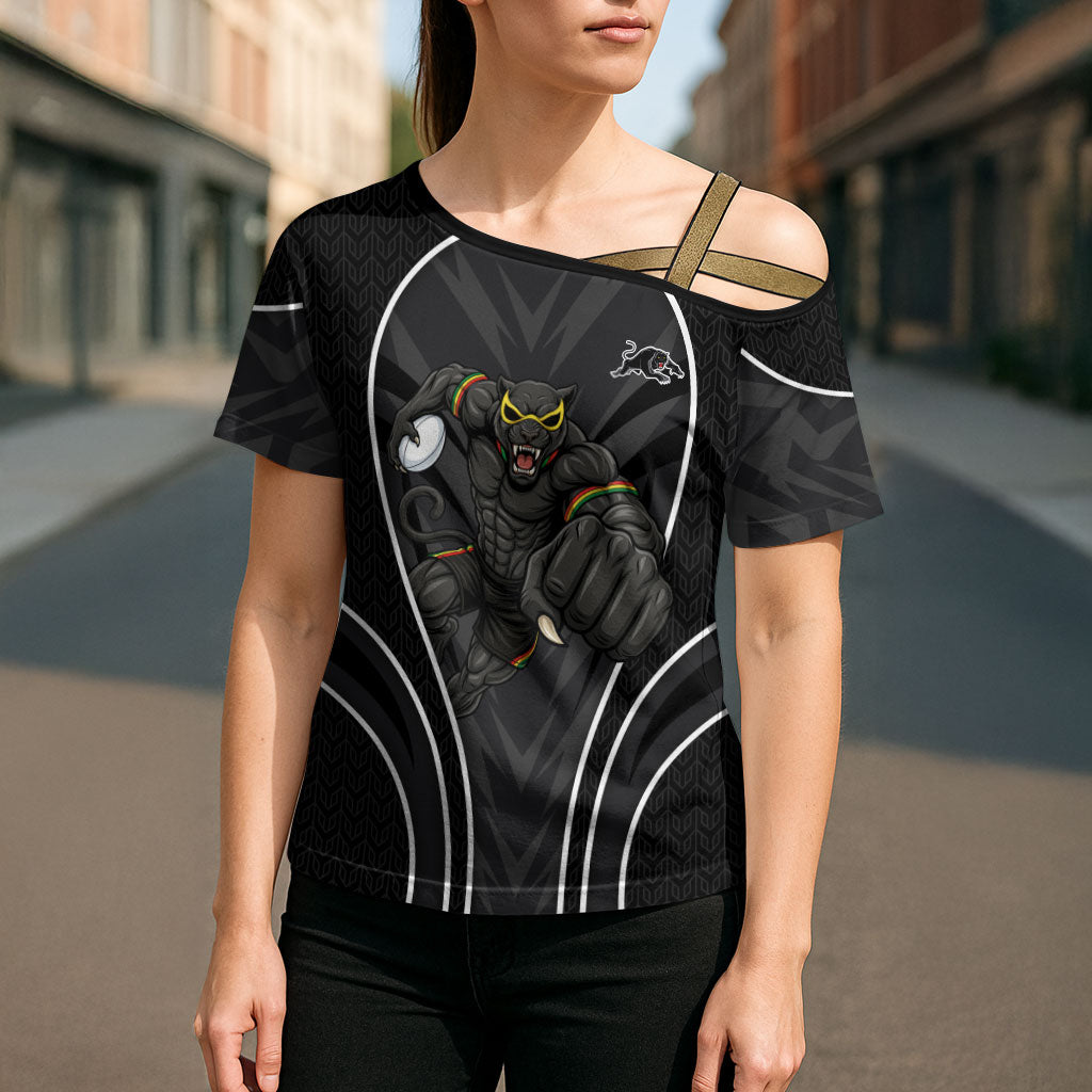 Penrith Panthers Rugby Mascot Cross Shoulder Shirt Australian Rugby Culture - Tribal Inspired Black Panther