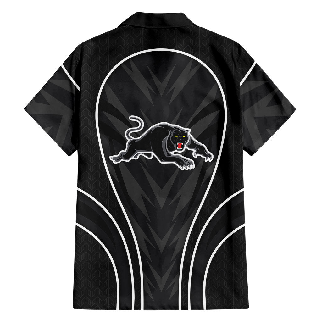 Penrith Panthers Rugby Mascot Family Matching Long Sleeve Bodycon Dress and Hawaiian Shirt Australian Rugby Culture - Tribal Inspired Black Panther