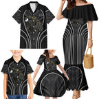 Penrith Panthers Rugby Mascot Family Matching Mermaid Dress and Hawaiian Shirt Australian Rugby Culture - Tribal Inspired Black Panther