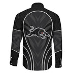 Penrith Panthers Rugby Mascot Family Matching Mermaid Dress and Hawaiian Shirt Australian Rugby Culture - Tribal Inspired Black Panther