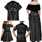 Penrith Panthers Rugby Mascot Family Matching Off Shoulder Maxi Dress and Hawaiian Shirt Australian Rugby Culture - Tribal Inspired Black Panther
