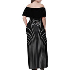 Penrith Panthers Rugby Mascot Family Matching Off Shoulder Maxi Dress and Hawaiian Shirt Australian Rugby Culture - Tribal Inspired Black Panther