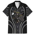 Penrith Panthers Rugby Mascot Family Matching Off Shoulder Short Dress and Hawaiian Shirt Australian Rugby Culture - Tribal Inspired Black Panther