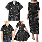 Penrith Panthers Rugby Mascot Family Matching Puletasi and Hawaiian Shirt Australian Rugby Culture - Tribal Inspired Black Panther