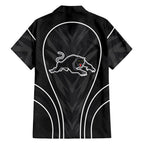 Penrith Panthers Rugby Mascot Family Matching Puletasi and Hawaiian Shirt Australian Rugby Culture - Tribal Inspired Black Panther