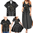 Penrith Panthers Rugby Mascot Family Matching Summer Maxi Dress and Hawaiian Shirt Australian Rugby Culture - Tribal Inspired Black Panther