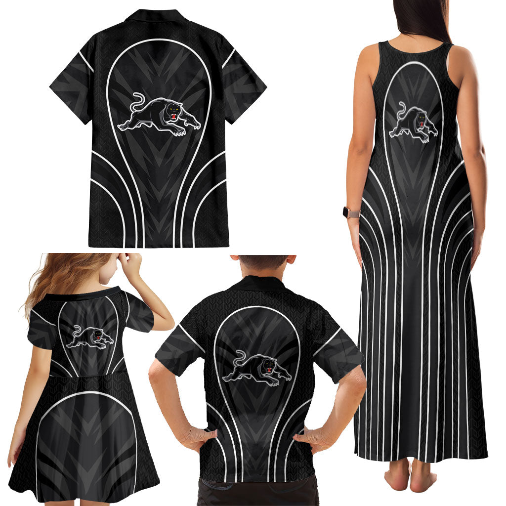 Penrith Panthers Rugby Mascot Family Matching Tank Maxi Dress and Hawaiian Shirt Australian Rugby Culture - Tribal Inspired Black Panther