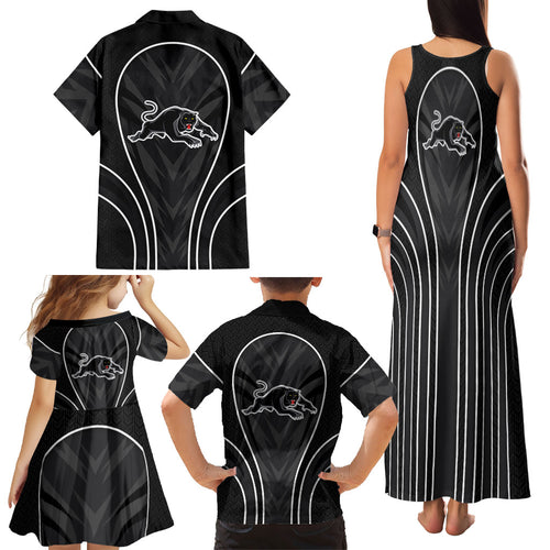 Penrith Panthers Rugby Mascot Family Matching Tank Maxi Dress and Hawaiian Shirt Australian Rugby Culture - Tribal Inspired Black Panther