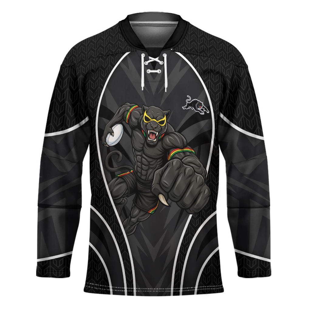 Penrith Panthers Rugby Mascot Hockey Jersey Australian Rugby Culture - Tribal Inspired Black Panther