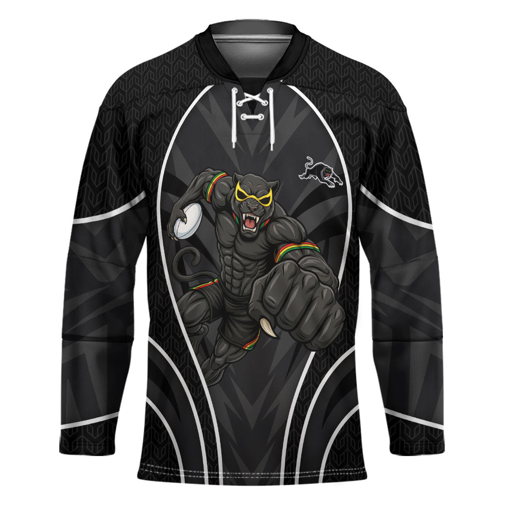 Penrith Panthers Rugby Mascot Hockey Jersey Australian Rugby Culture - Tribal Inspired Black Panther