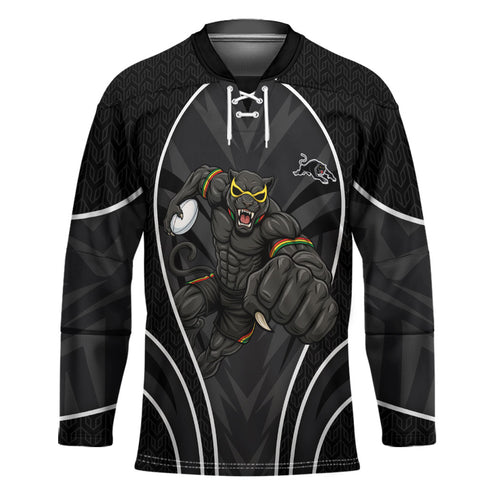 Penrith Panthers Rugby Mascot Hockey Jersey Australian Rugby Culture - Tribal Inspired Black Panther