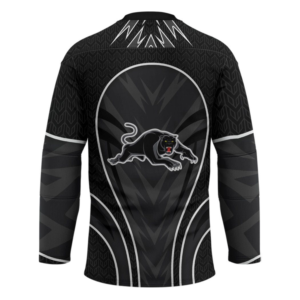 Penrith Panthers Rugby Mascot Hockey Jersey Australian Rugby Culture - Tribal Inspired Black Panther