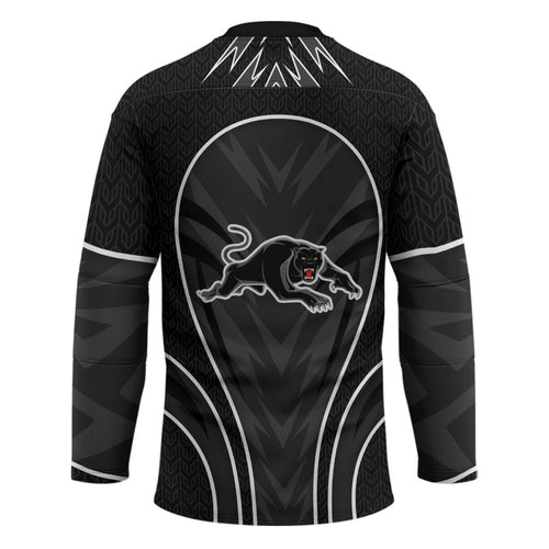 Penrith Panthers Rugby Mascot Hockey Jersey Australian Rugby Culture - Tribal Inspired Black Panther