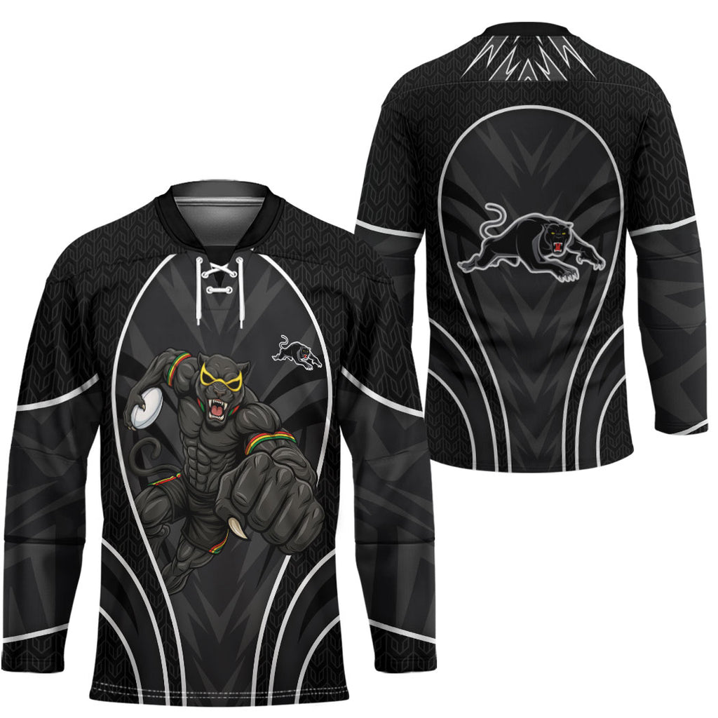 Penrith Panthers Rugby Mascot Hockey Jersey Australian Rugby Culture - Tribal Inspired Black Panther