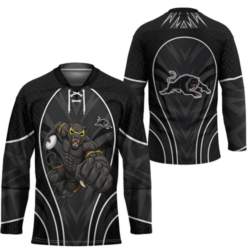 Penrith Panthers Rugby Mascot Hockey Jersey Australian Rugby Culture - Tribal Inspired Black Panther