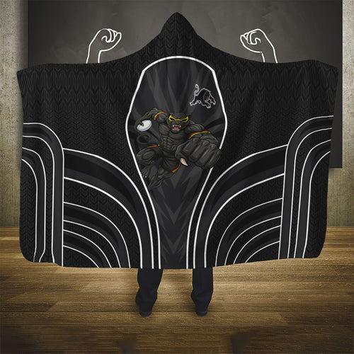 Penrith Panthers Rugby Mascot Hooded Blanket Australian Rugby Culture - Tribal Inspired Black Panther