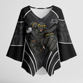 Penrith Panthers Rugby Mascot Kimono Sleeve Blouse Australian Rugby Culture - Tribal Inspired Black Panther