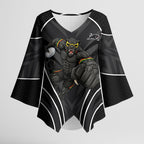 Penrith Panthers Rugby Mascot Kimono Sleeve Blouse Australian Rugby Culture - Tribal Inspired Black Panther
