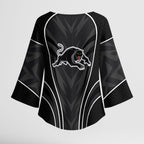 Penrith Panthers Rugby Mascot Kimono Sleeve Blouse Australian Rugby Culture - Tribal Inspired Black Panther