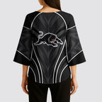 Penrith Panthers Rugby Mascot Kimono Sleeve Blouse Australian Rugby Culture - Tribal Inspired Black Panther
