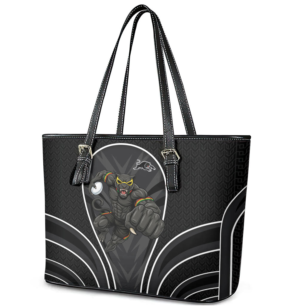 Penrith Panthers Rugby Mascot Leather Tote Bag Australian Rugby Culture - Tribal Inspired Black Panther