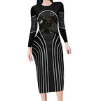 Penrith Panthers Rugby Mascot Long Sleeve Bodycon Dress Australian Rugby Culture - Tribal Inspired Black Panther