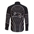 Penrith Panthers Rugby Mascot Long Sleeve Button Shirt Australian Rugby Culture - Tribal Inspired Black Panther