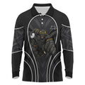 Penrith Panthers Rugby Mascot Long Sleeve Polo Shirt Australian Rugby Culture - Tribal Inspired Black Panther