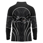 Penrith Panthers Rugby Mascot Long Sleeve Polo Shirt Australian Rugby Culture - Tribal Inspired Black Panther