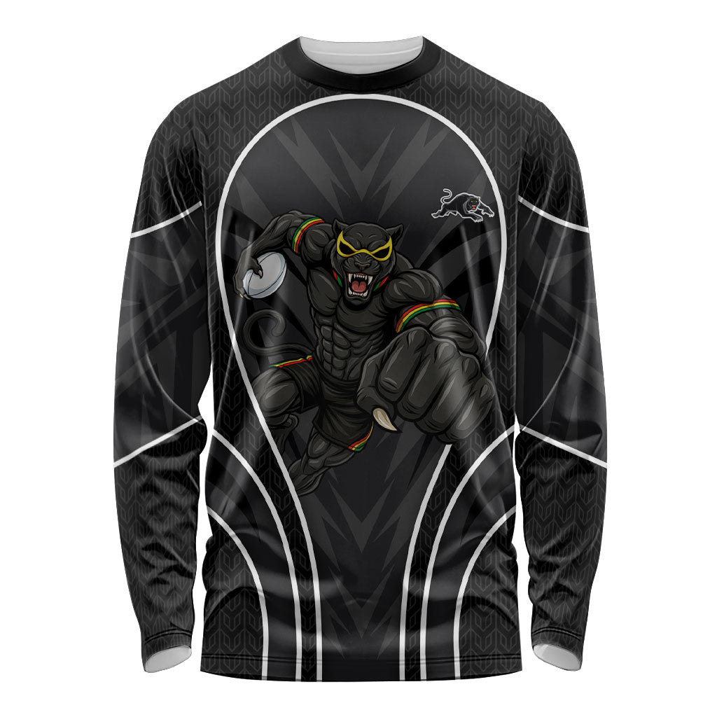 Penrith Panthers Rugby Mascot Long Sleeve Shirt Australian Rugby Culture - Tribal Inspired Black Panther