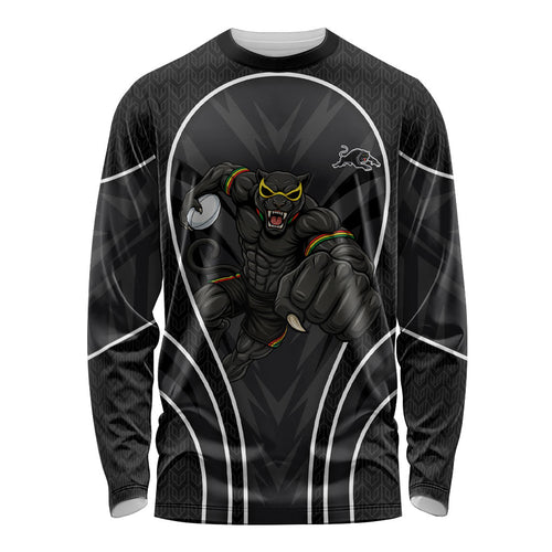 Penrith Panthers Rugby Mascot Long Sleeve Shirt Australian Rugby Culture - Tribal Inspired Black Panther