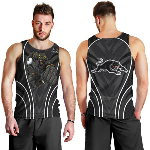 Penrith Panthers Rugby Mascot Men Tank Top Australian Rugby Culture - Tribal Inspired Black Panther