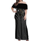 Penrith Panthers Rugby Mascot Off Shoulder Maxi Dress Australian Rugby Culture - Tribal Inspired Black Panther