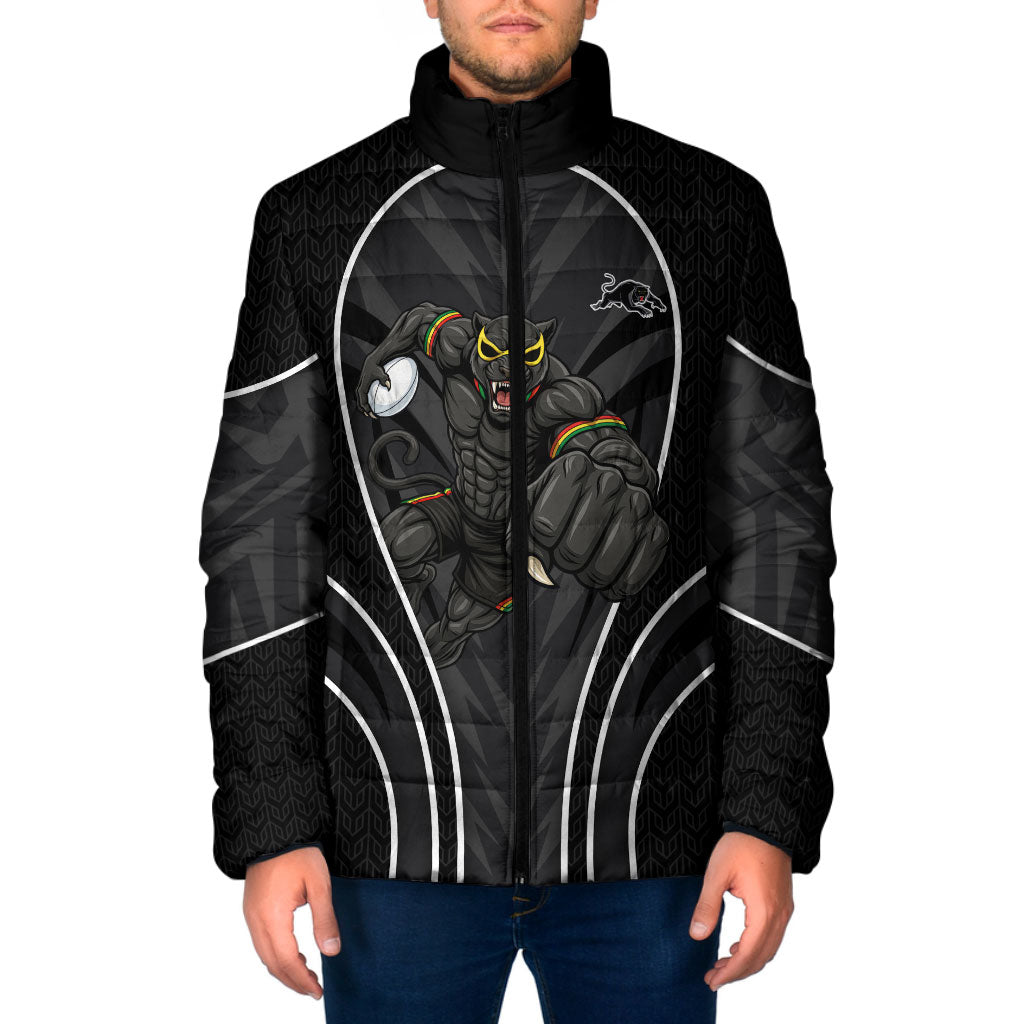 Penrith Panthers Rugby Mascot Padded Jacket Australian Rugby Culture - Tribal Inspired Black Panther