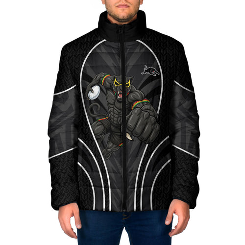Penrith Panthers Rugby Mascot Padded Jacket Australian Rugby Culture - Tribal Inspired Black Panther
