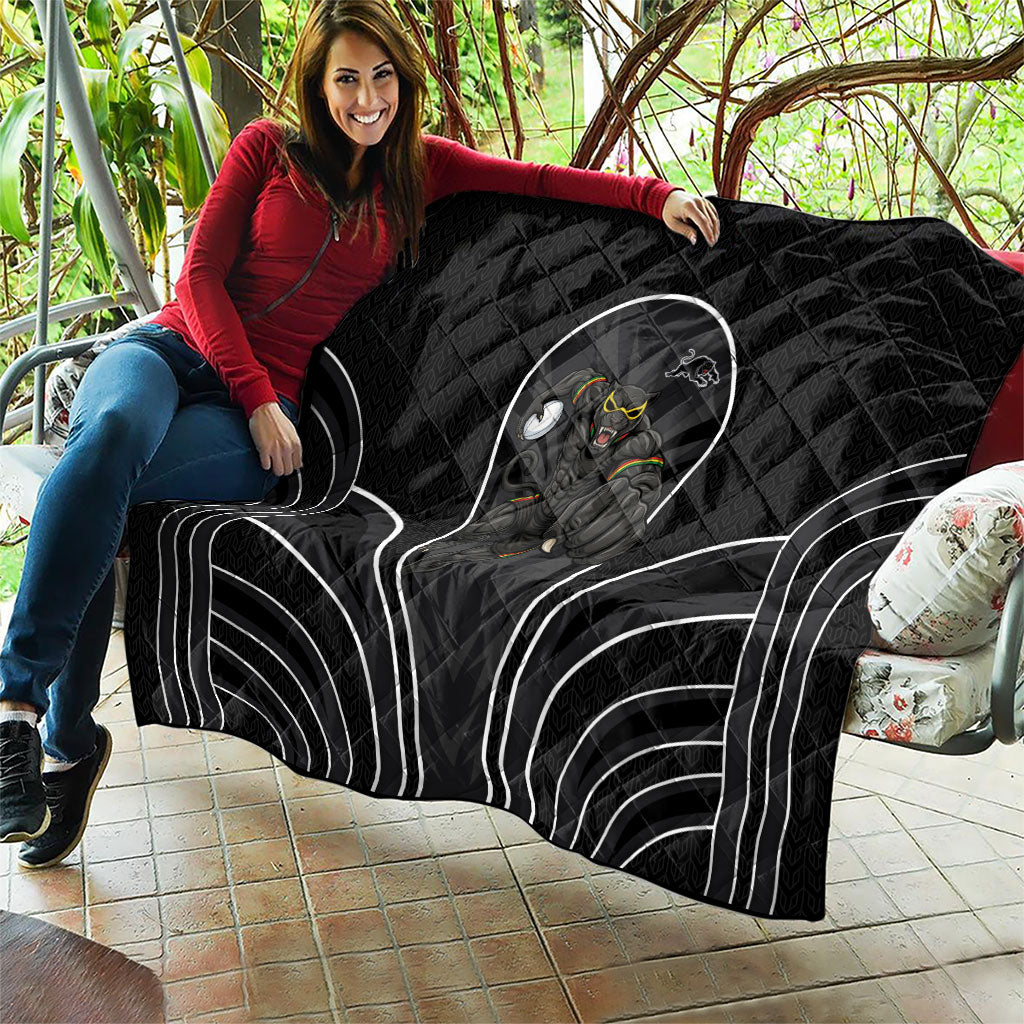 Penrith Panthers Rugby Mascot Quilt Australian Rugby Culture - Tribal Inspired Black Panther