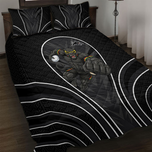 Penrith Panthers Rugby Mascot Quilt Bed Set Australian Rugby Culture - Tribal Inspired Black Panther