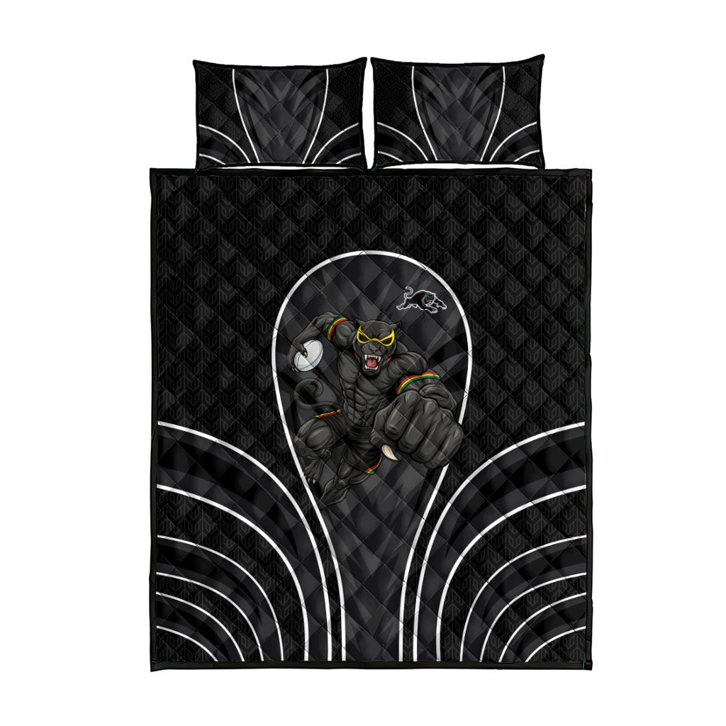Penrith Panthers Rugby Mascot Quilt Bed Set Australian Rugby Culture - Tribal Inspired Black Panther