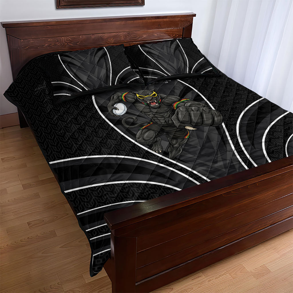 Penrith Panthers Rugby Mascot Quilt Bed Set Australian Rugby Culture - Tribal Inspired Black Panther