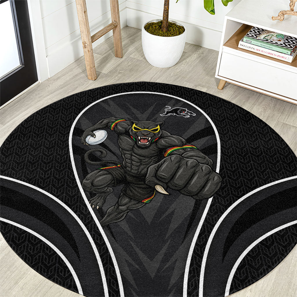 Penrith Panthers Rugby Mascot Round Carpet Australian Rugby Culture - Tribal Inspired Black Panther