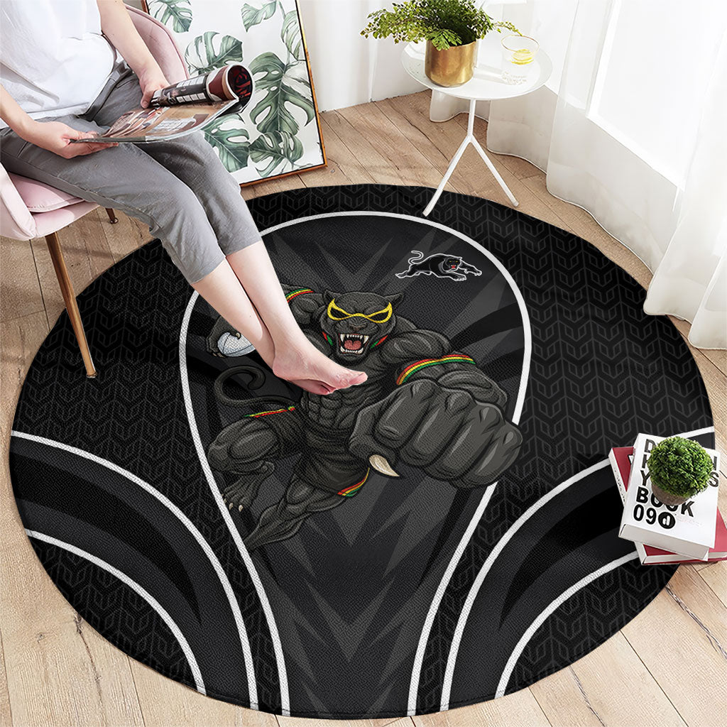 Penrith Panthers Rugby Mascot Round Carpet Australian Rugby Culture - Tribal Inspired Black Panther