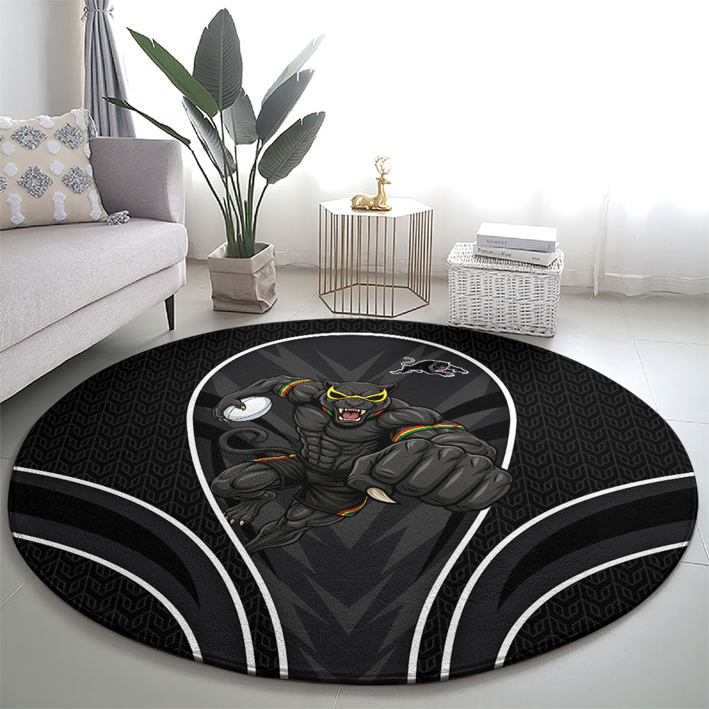 Penrith Panthers Rugby Mascot Round Carpet Australian Rugby Culture - Tribal Inspired Black Panther